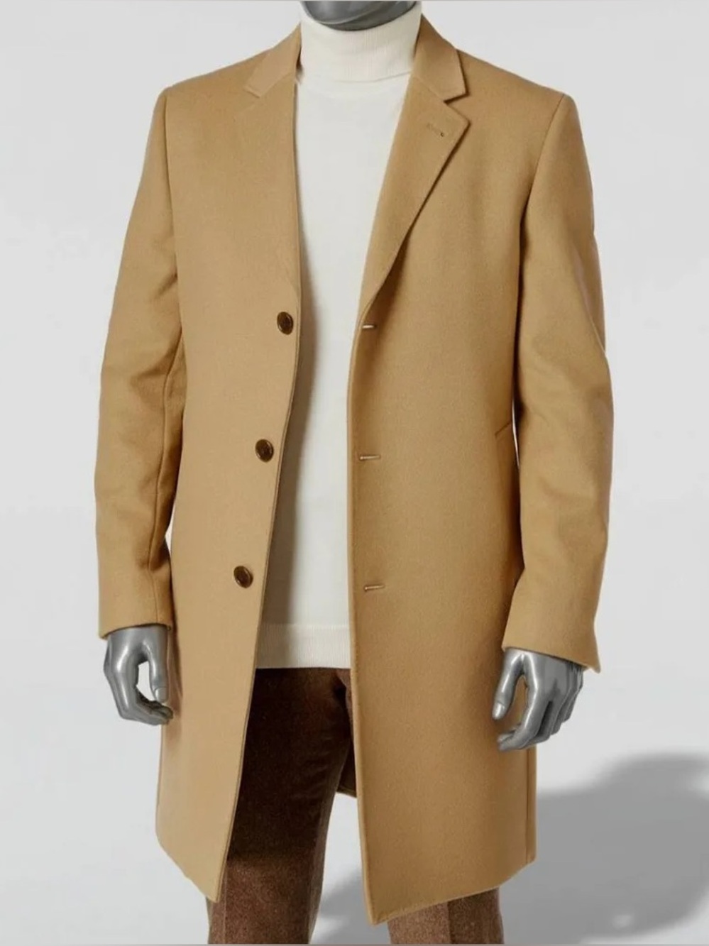 Ralph Lauren Camel Single-Breasted Wool Coat